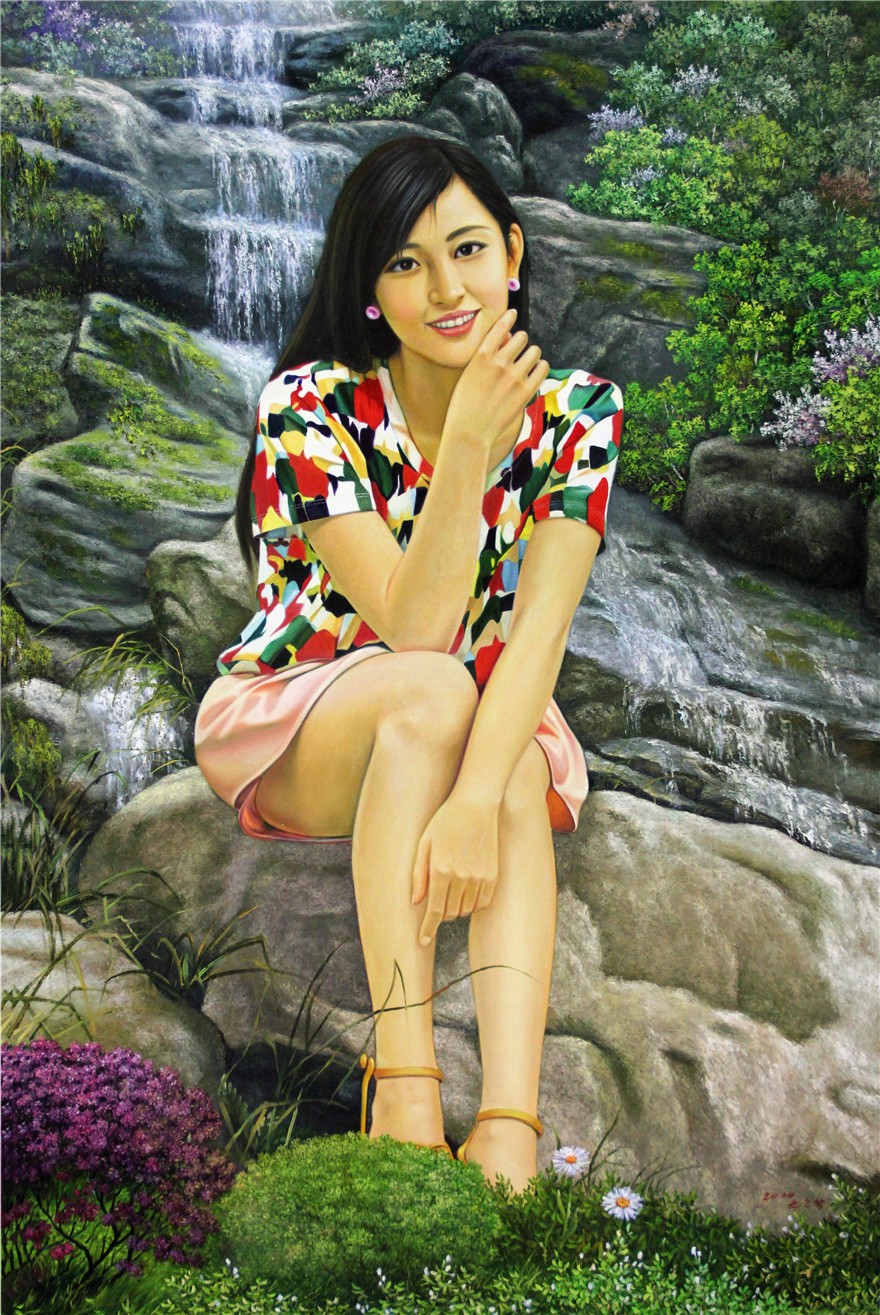 朝鲜油画尹胜鹤美女一级画家
